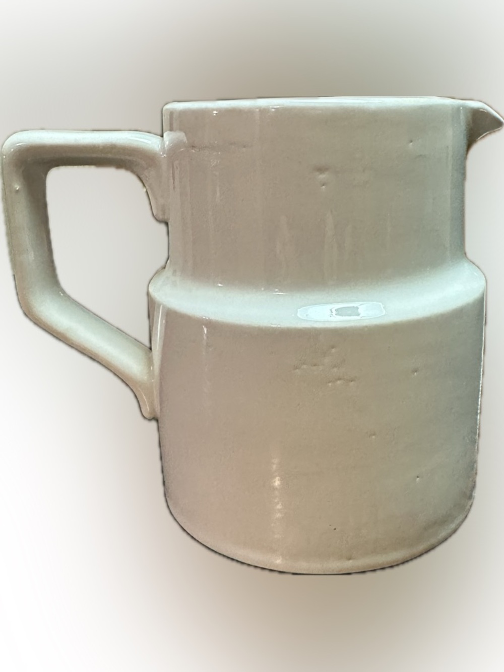 VTG CERAMIC PITCHER WHITE CREAM ENGLISH MILK WATER FARMHOUSE VASE DECOR 5 1/8”